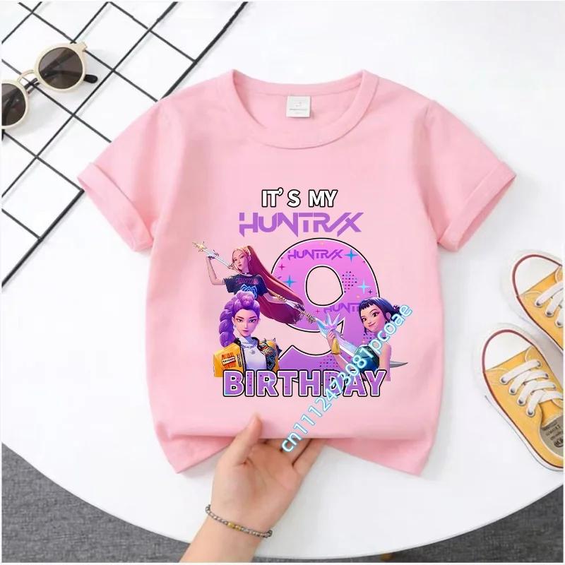 K Pop Demon Hunters T-shirt - Girls' Casual Top as Birthday Gift -Sports Shirt - Summer Short Sleeve-1-10 Numbered Cartoon Print