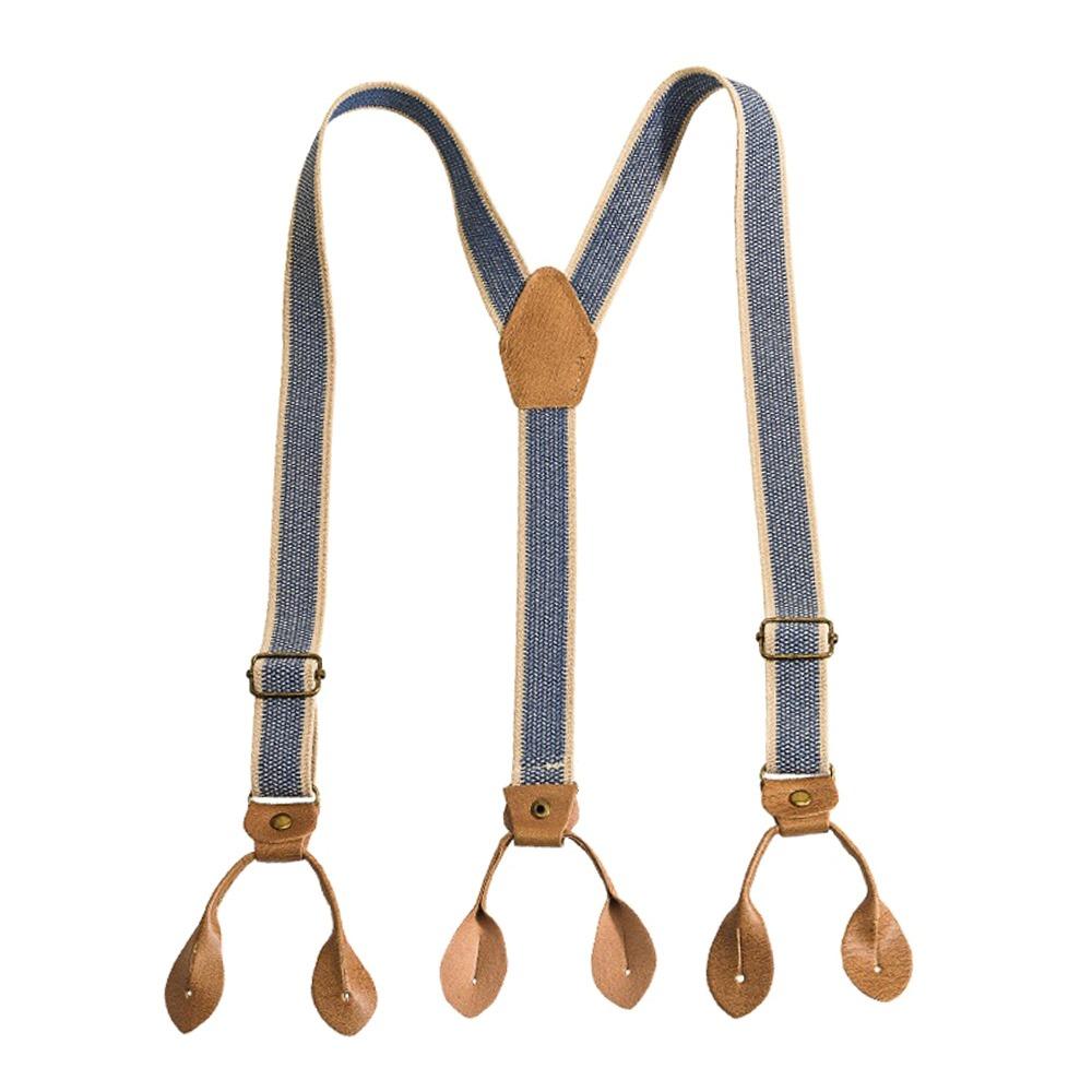 Elastic Strap Y-Type Suspenders 4 Clips Stripe Suspenders Fashion Metal Clip Suspenders Gift Idea