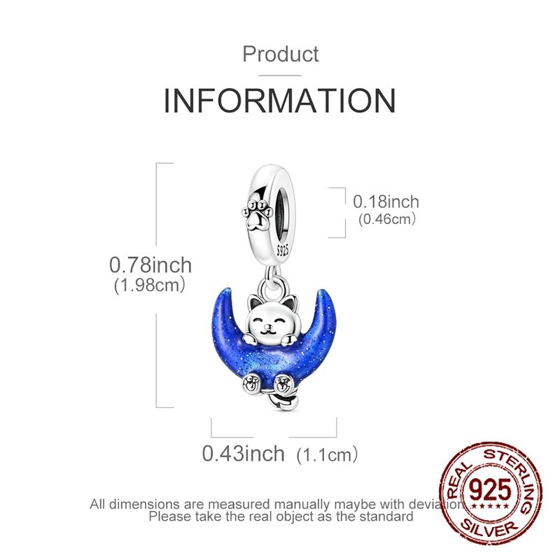 Glowing Moon Beads Copper Craft Cat Elegant Dangle Pendant Fit Bangle Bracelet Necklace Handmade Cute Jewellery