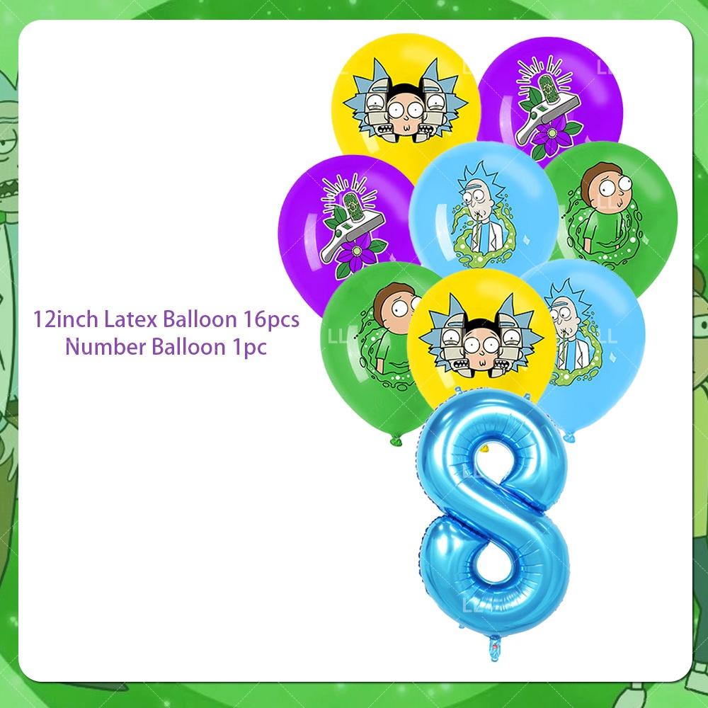 Rick And Morty Fans Child Birthday Party Decoration Anime Character Cake Topper Balloon Set Baby Shower Banner Adults Kids Gift