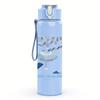 1PC Blue wave ocean abstract print 750ml colorful plastic sports water bottle leakproof pop lid with straw for outdoor office home use