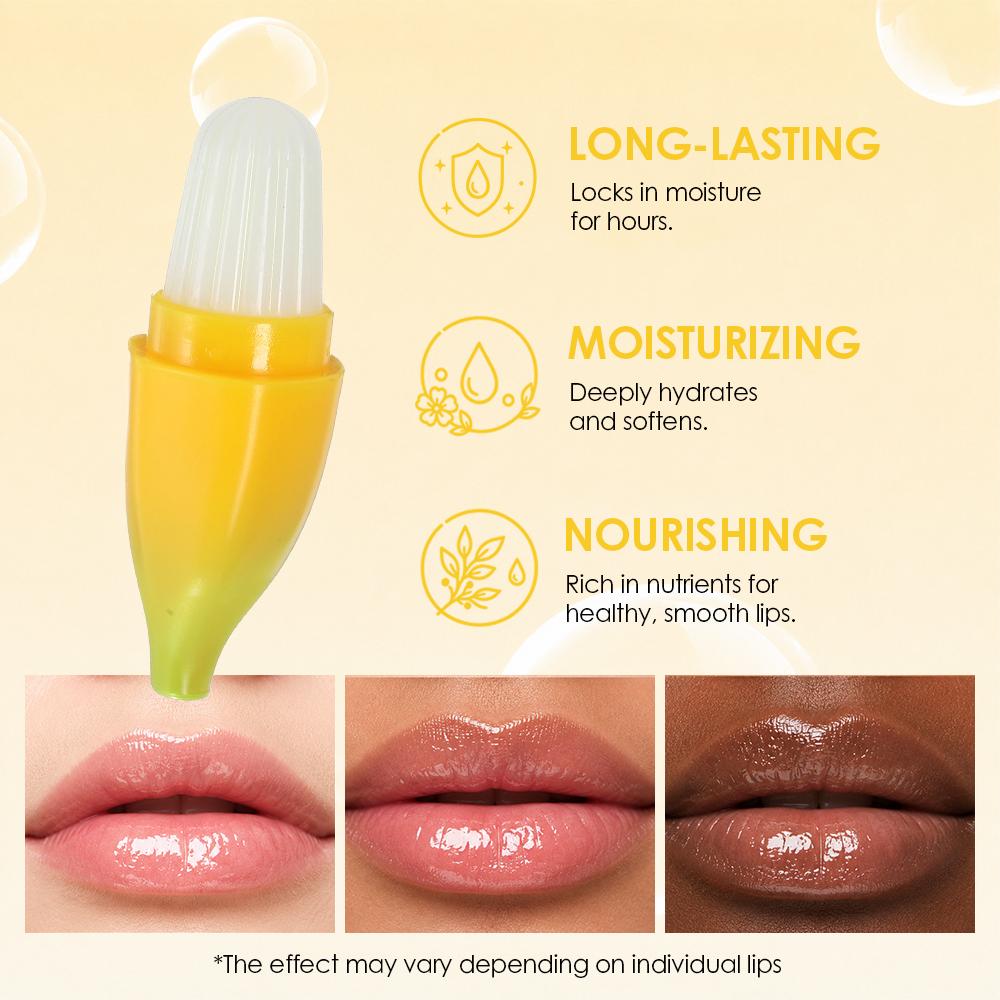 Novelty Banana Shaped Lip Balm, Moisturizing Lip Glow Balm, Overnight Lip Mask & Lipstick Undercoat, Cute Fruit Lip Care for Dry Chapped Lips
