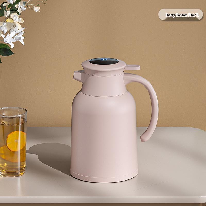 Portable Thermos Flask with Temperature Display, Large Capacity, Glass Liner, Insulated for Home, Dorm, or Travel Use