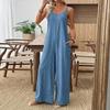 Ladies' Color Casual Fashion Wide Leg Pocket Jumpsuit