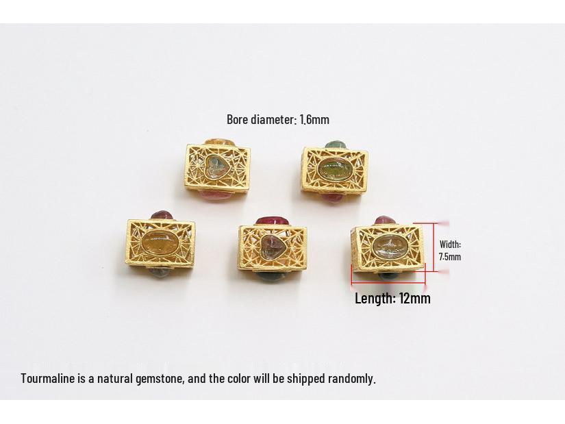 

Натуральный турмалин S925 стерлинговое серебро разделительные бусины – античное золото ретро полый квадратный дизайн
