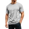 Men's Casual Quick-Dry Round Neck Short Sleeve Striped T-Shirt - Lightweight Mesh Breathable