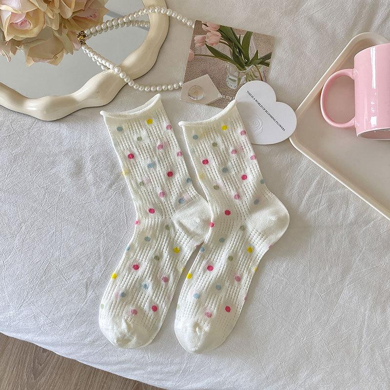 Damen Sommer Dünne Farbe Tupfen Streifen Punkt Netz Hohl Atmungsaktiv Nahtlose Röhrensocken