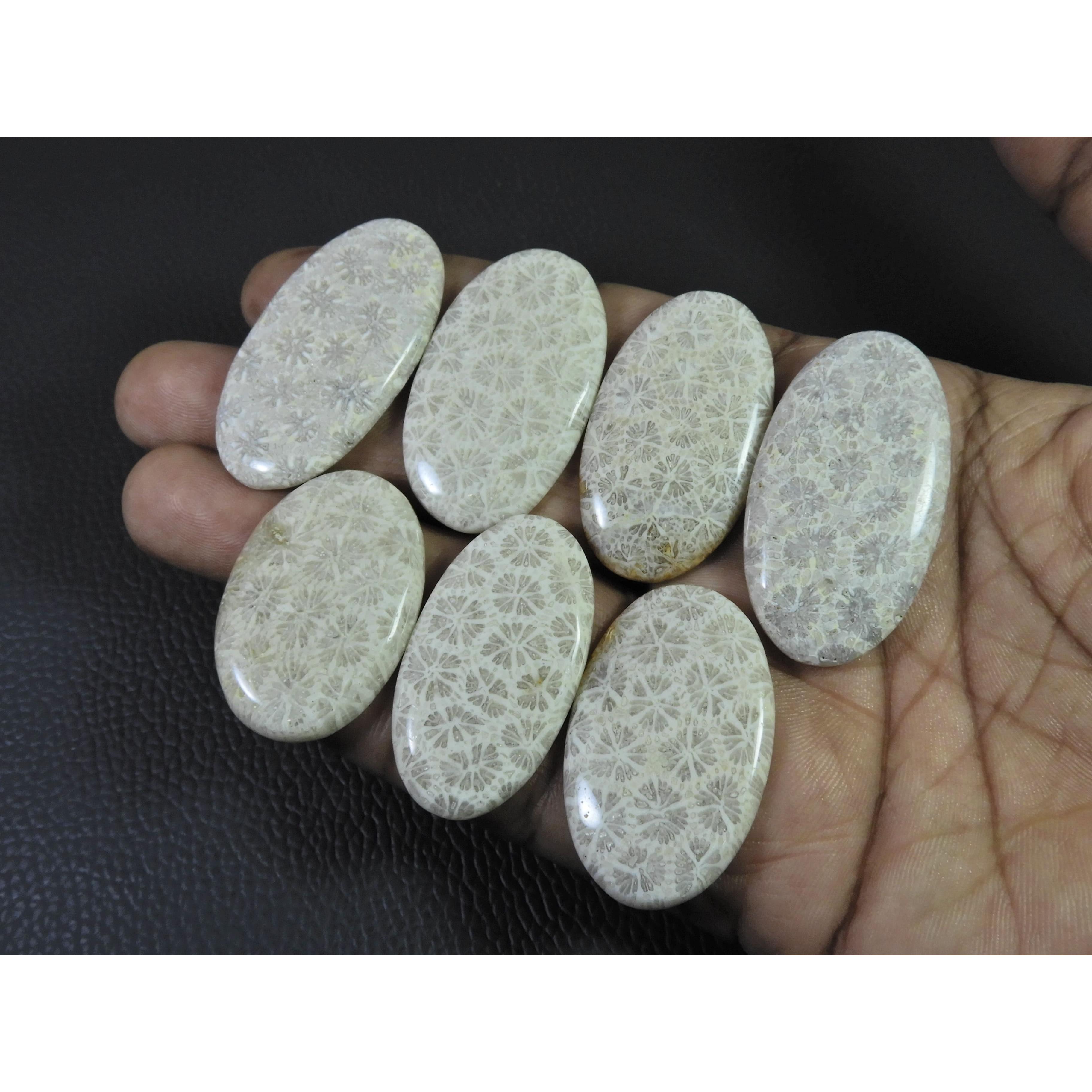 291Cts. Natural Fossil Coral Oval Cabochon Loose Gemstone 7Pcs Lot C-1891