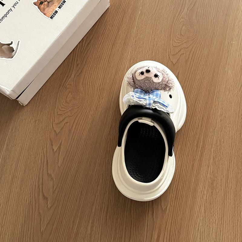 Cute shit-stepping Sherry Mei non-slip thick-soled women's hole shoes spring and summer new outer wear color matching bag head slippers