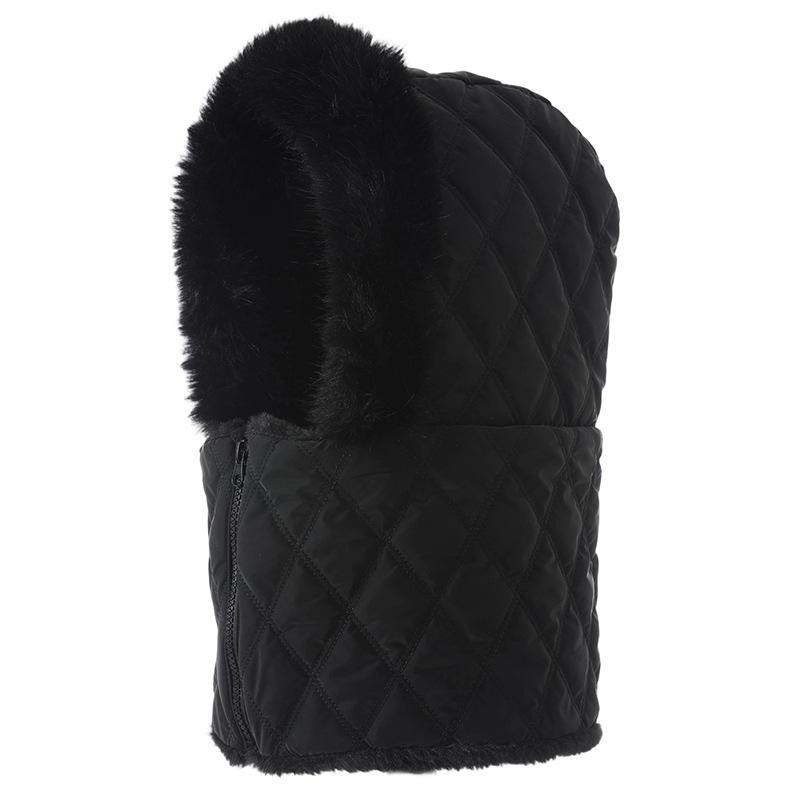 Winter Outdoor Cold proof Zipper Lei Feng Hat Korean Style Plaid Scarf Protective Hat Versatile Windproof Warm Hat