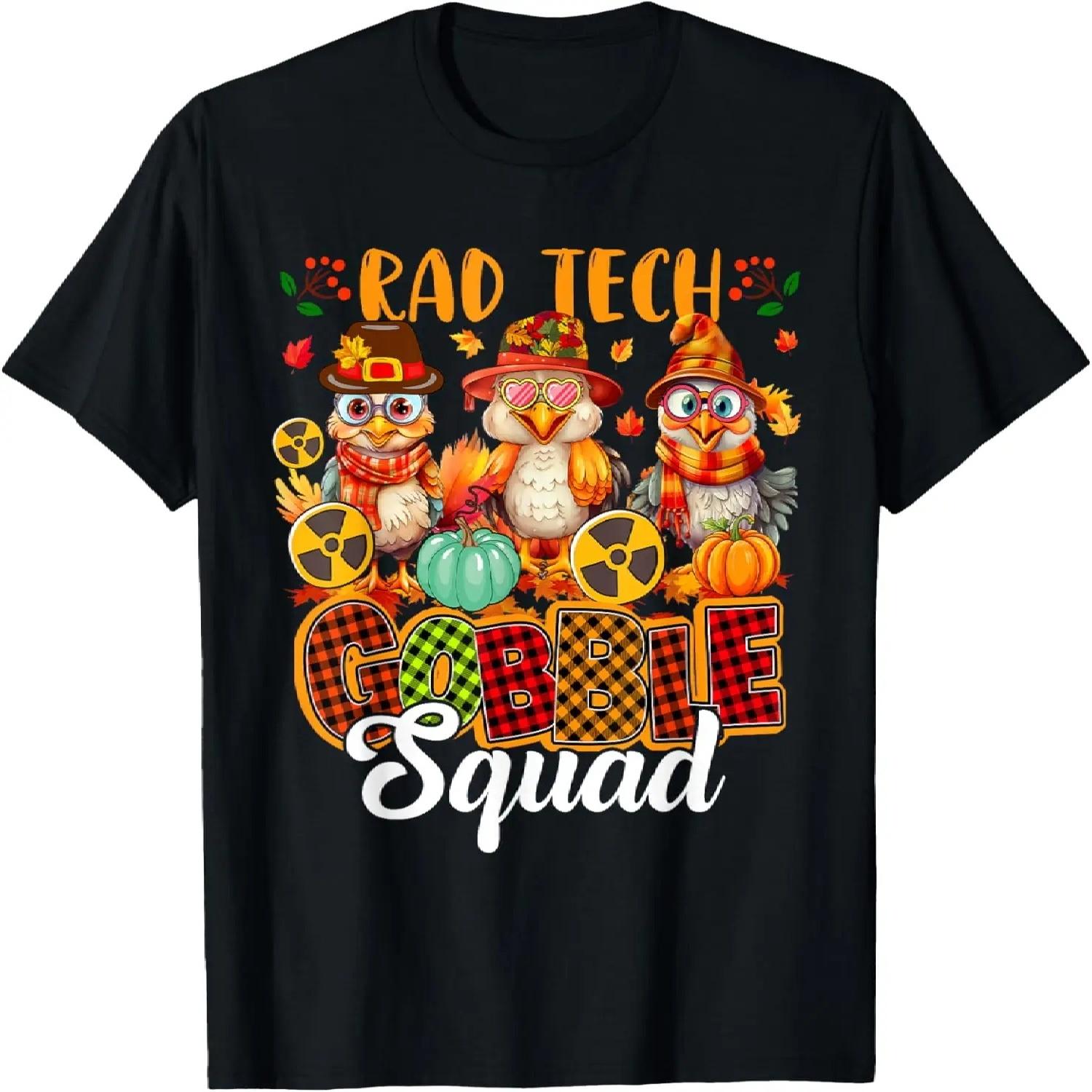 Radiology Tech Gobble Squad Thanksgiving Three Funny Turkeys T-Shirt S чёрный