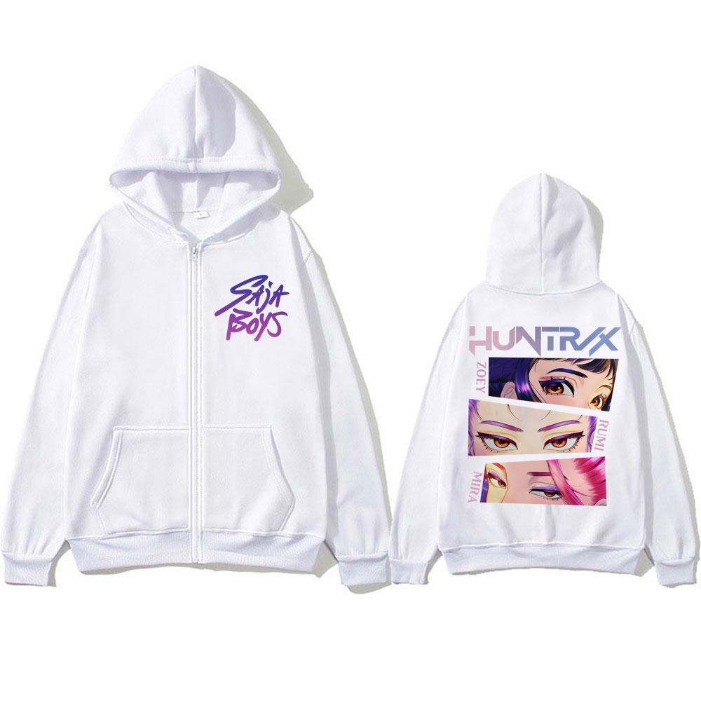 Anime Kpop Demon Hunter Huntrix Graphic Zipper Hoodies Harajuku Men Women Zip Up Sweatshirt Winter Loose Fleece Casual Coat