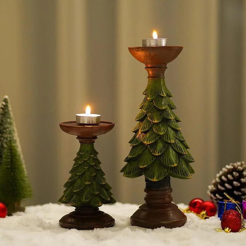 Christmas Tree Candle Holder Candlestick Household Decorations Festive Atmosphere Desktop Decoration Xmas Candle Holder