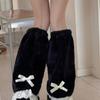 Elegant Ruffle Lace Trimmed Leg Sleeves Fleece Plush Cold Weather Essential Leg Warmers For Women's Fashion Long Socks