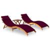 Day and Night - Day and Night Loungers 2 Units with Table and Cushions Solid Acacia Wood