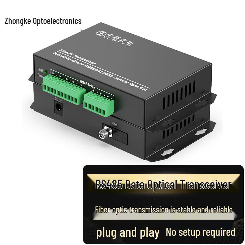 Zhongke Optoelectronics Industrial 8-Channel RS485 Fiber Optic Converter FC Interface