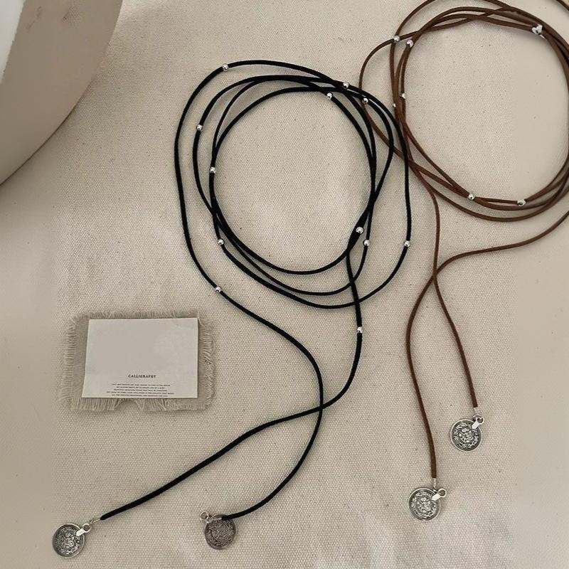 Boho Multi-layered Necklace Adjustable Hollow Coin Heart Charm Choker 1/2Pcs for Women Daily Party Wear