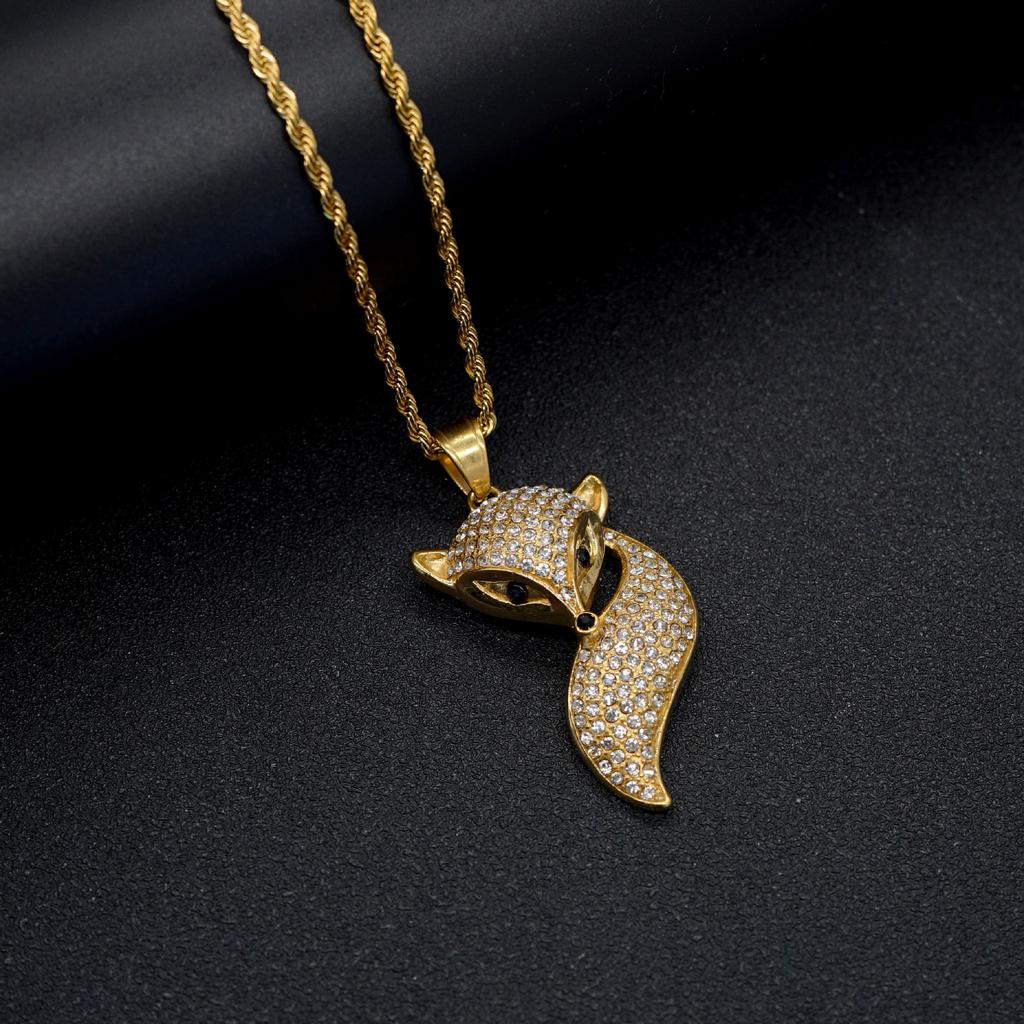New Fashion Light Luxury Zircon Fox Pendant Versatile Temperament Necklace