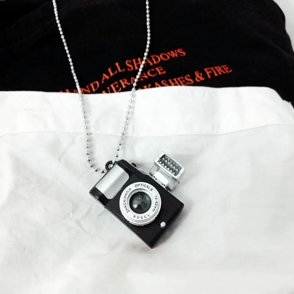 

Hip Hop Camera Pendant Necklace, Simple Punk Y2K Jewelry, Minimalist Personality Charms Necklace for Women and Men чёрный