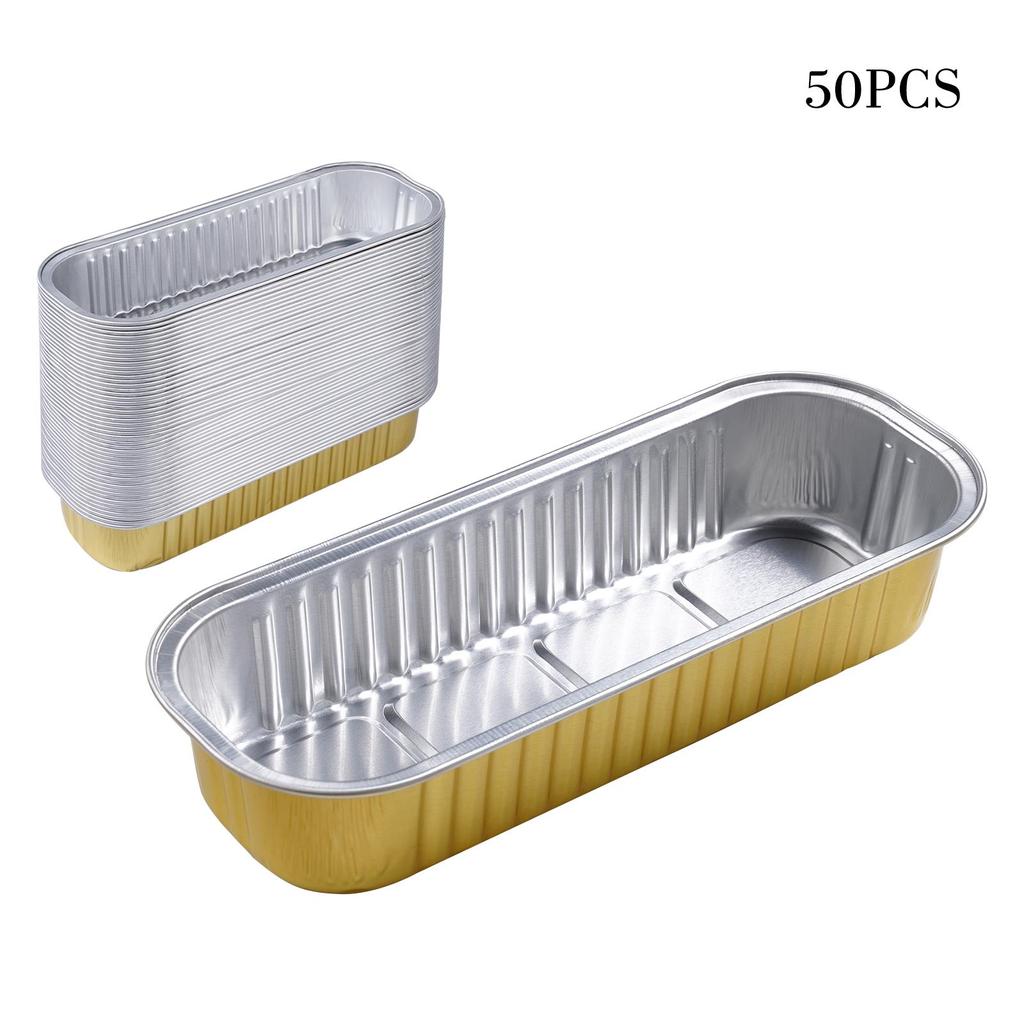 50/100pcs Rectangular Aluminum Foil Baking Boxes Disposable Bakeware ...