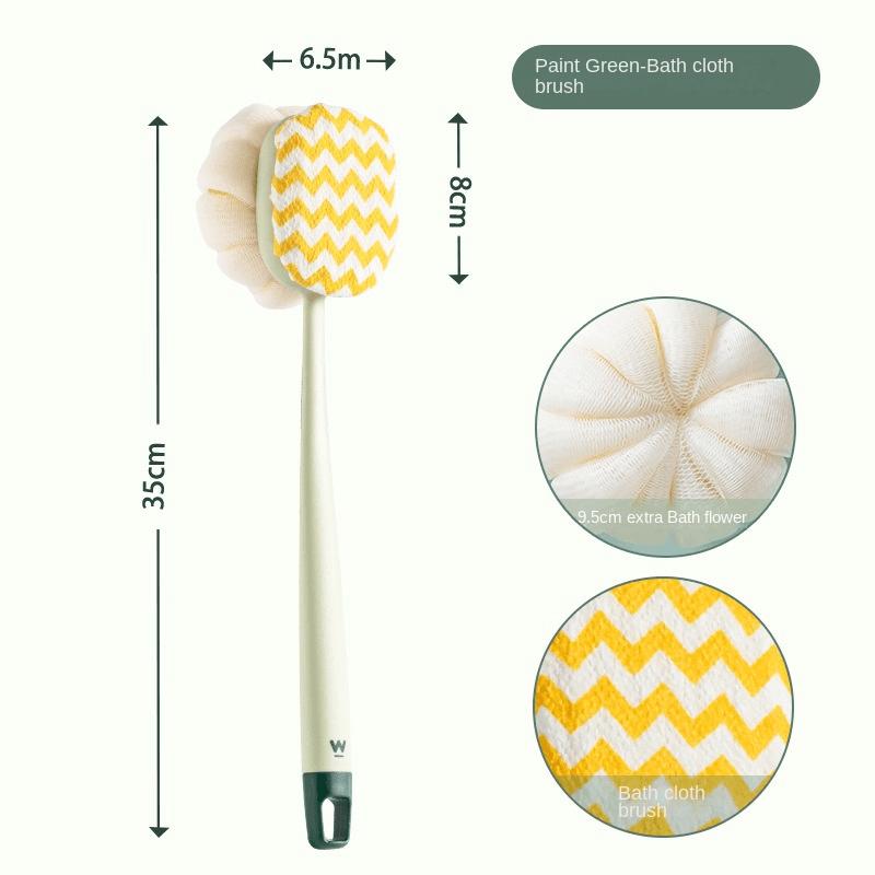 1Pc Pink Sponge Long Soft Hair Bath Brush Doubleside Rub Shower Brush Back Scrubber Exfoliating Tool