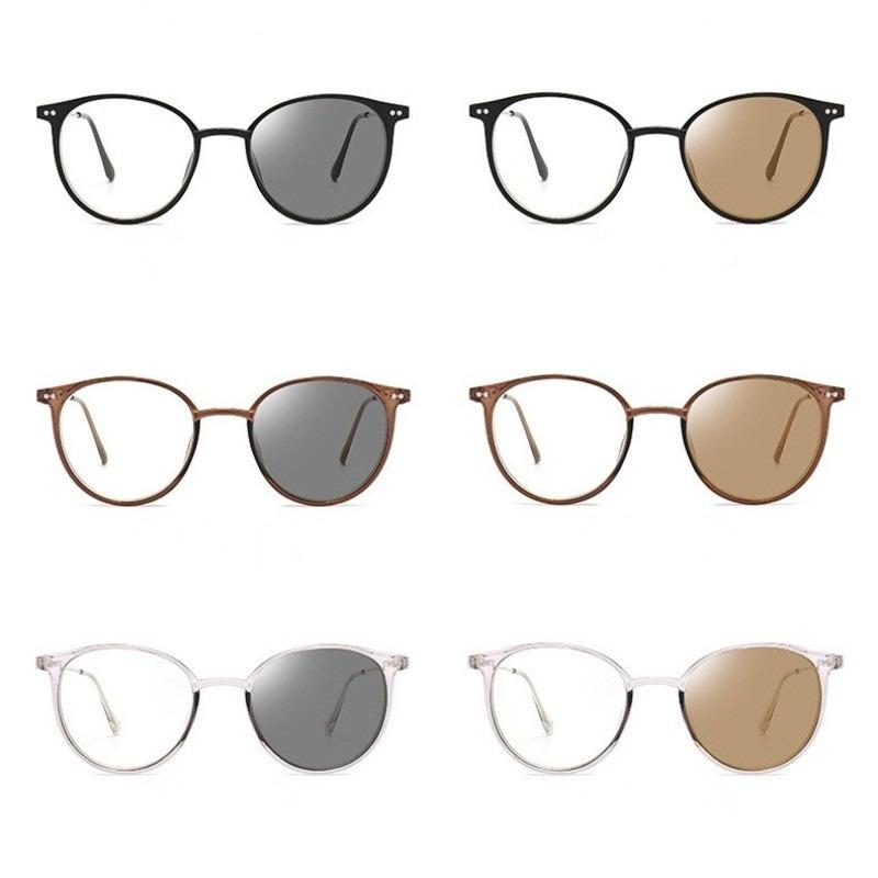 2PCS Photochromic Anti Radiation Glasses Metal Frame Computer Glasses Anti Blue Light Eyeglasses for Woman/Man