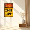 Vintage Zombie Zone Tin Sign Metal Poster - Iron Wall Decor, Perfect for Bar, Garage, Meeting Room & Entertainment Area