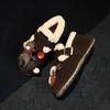 Cute bear shoes, snow boots, thick-soled plush shoes, and half slippers outside cotton shoes in winter