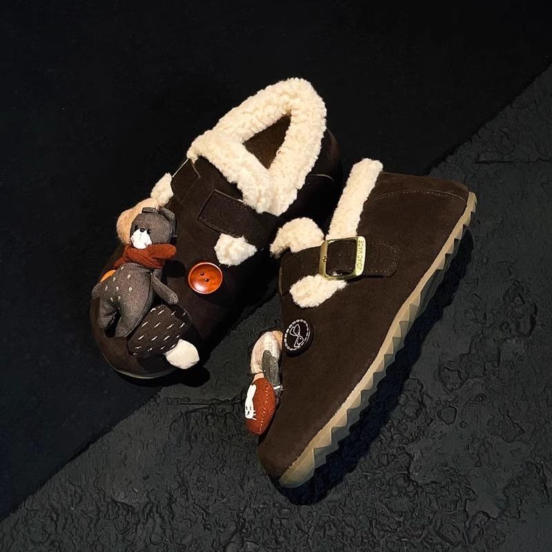 

Милые туфли с мишками, зимние сапоги, плюшевые туфли на толстой подошве и полутапочки для улицы, хлопковые туфли на зиму 40