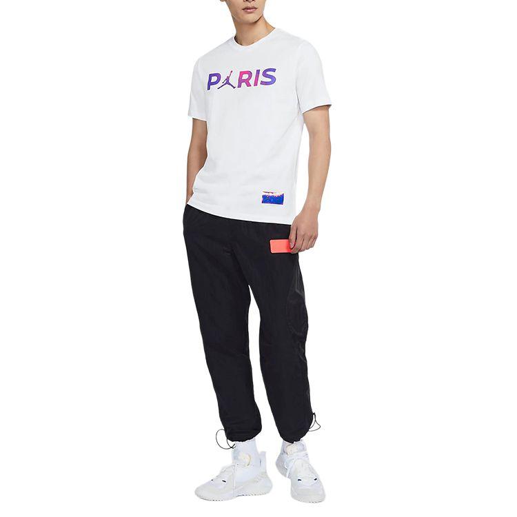 Jordan Maglietta Casual Sportiva Girocollo Manica Corta Paris Saint-Germain Uomo Top Bianco CZ0802-100