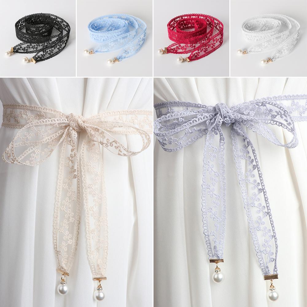 Elegant Style Pearl Pendant Belt Sweet Design Dress Waist Chain Lace Waist Belt for Women
