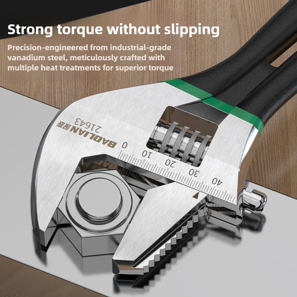 Professional Short Handle Adjustable Wrench Large Opening Multi Function Pipe Repair Tool for Small Space