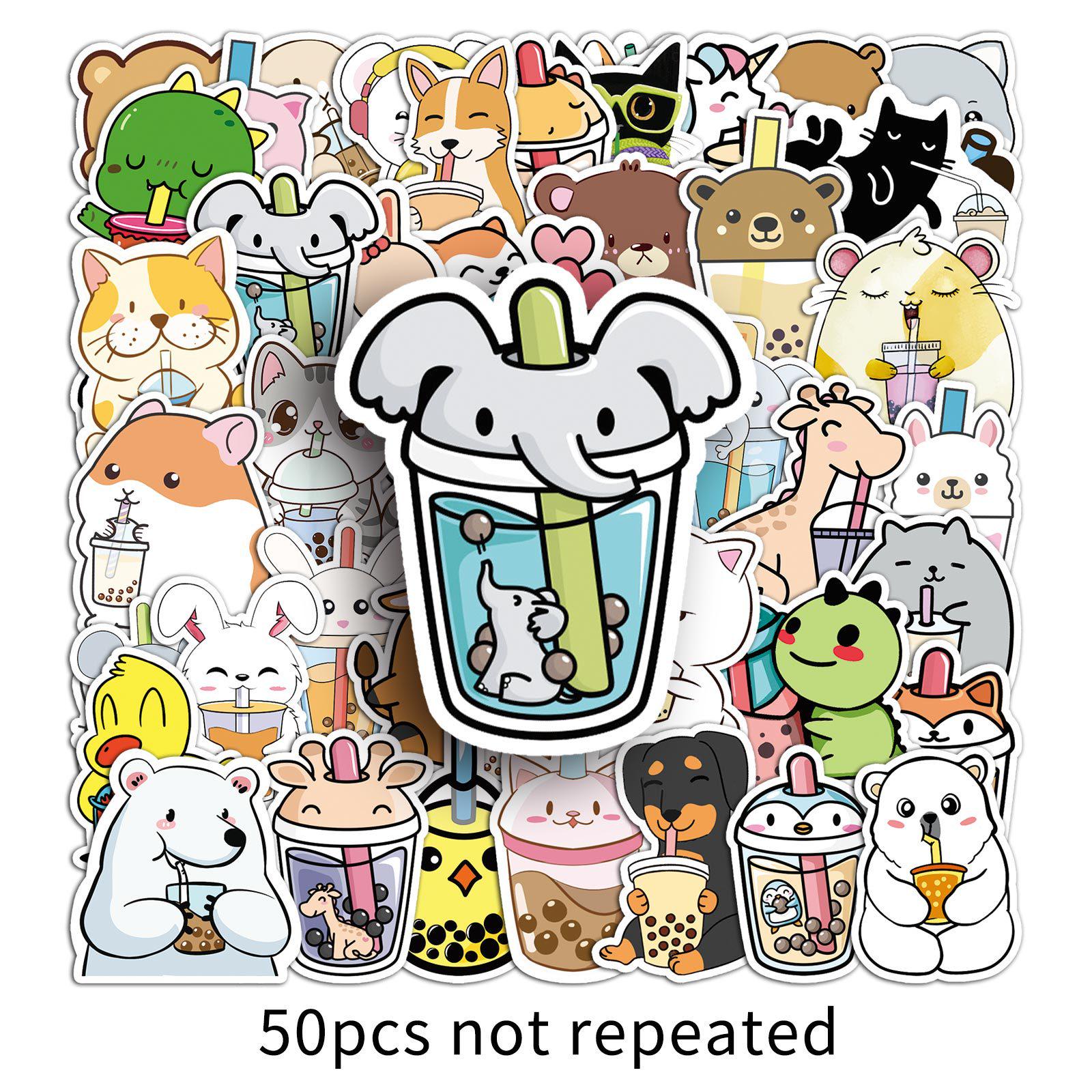 50pcs Cute Cartoon Animal Stickers for Journals and Suitcases