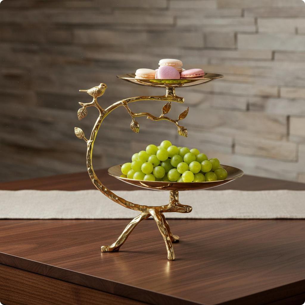 Double Layer Fruit Tray Electroplated