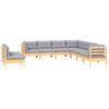 9 Piece Garden Lounge Set with Grey Cushions Solid Pine Wood