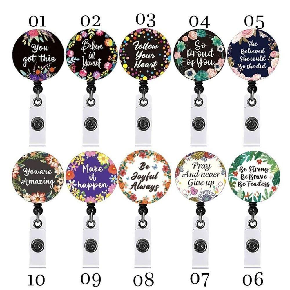 

Inspirational Quotes Work Card Clips Retractable Badge Card New Badge Holder