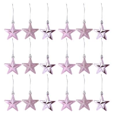18 Piezas Decoraciones para Árbol de Navidad 7cm Estrella de Cinco Puntas Tridimensional Adornos Colgantes para Árboles de Navidad Rojo