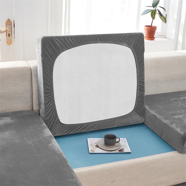Solid Color Velvet Sofa Seat Cover Cushion Cover Thick Jacquard Soft Stretch Sofa Slipcovers Funiture Protector Living Room