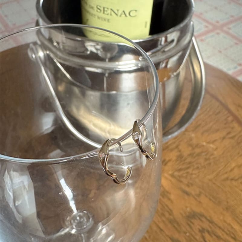 Youngglow 14k Middle Cubic Point One Touch Ring Earring