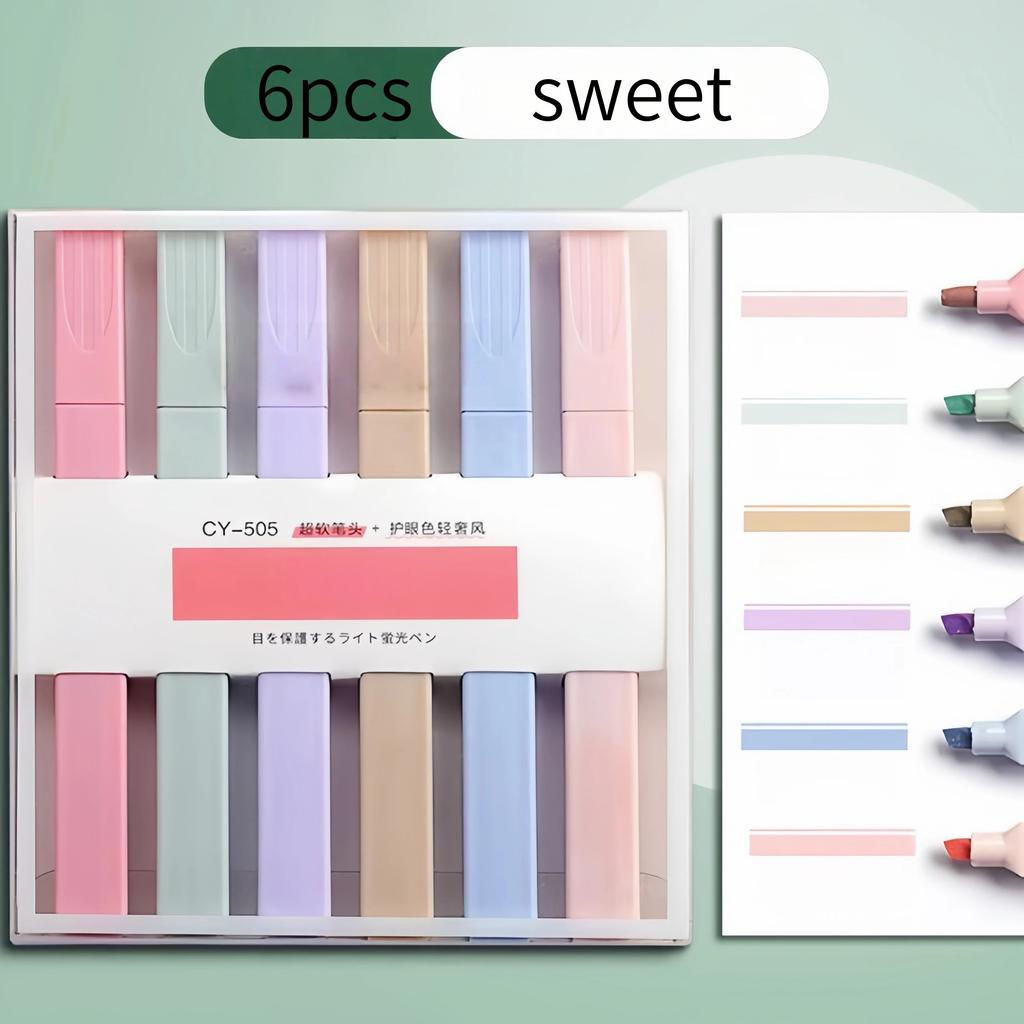 6 Light - Colored Highlighters for Students' Note - Taking