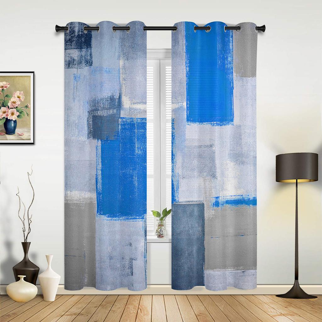 Red Grey White Oil Painting Abstract Geometric Curtains Bedroom Living Room Drapes Kitchen Window Curtain Home Decor Polyester Washable Sitting Ready