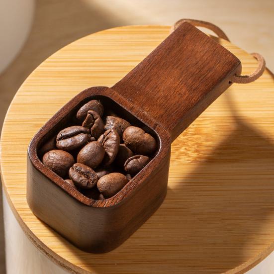 Wooden Coffee Spoons Walnut Wood Hanging Rope Coffee Measuring Scoop Ground Beans Square Tea