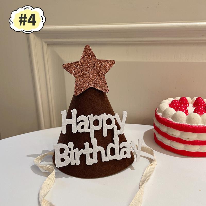 Cute Happy Birthday Hat Felt Cone Hats DIY Birthday Cap Celebration Decor Birthday Party Supplies Photo Props for Adult Kids