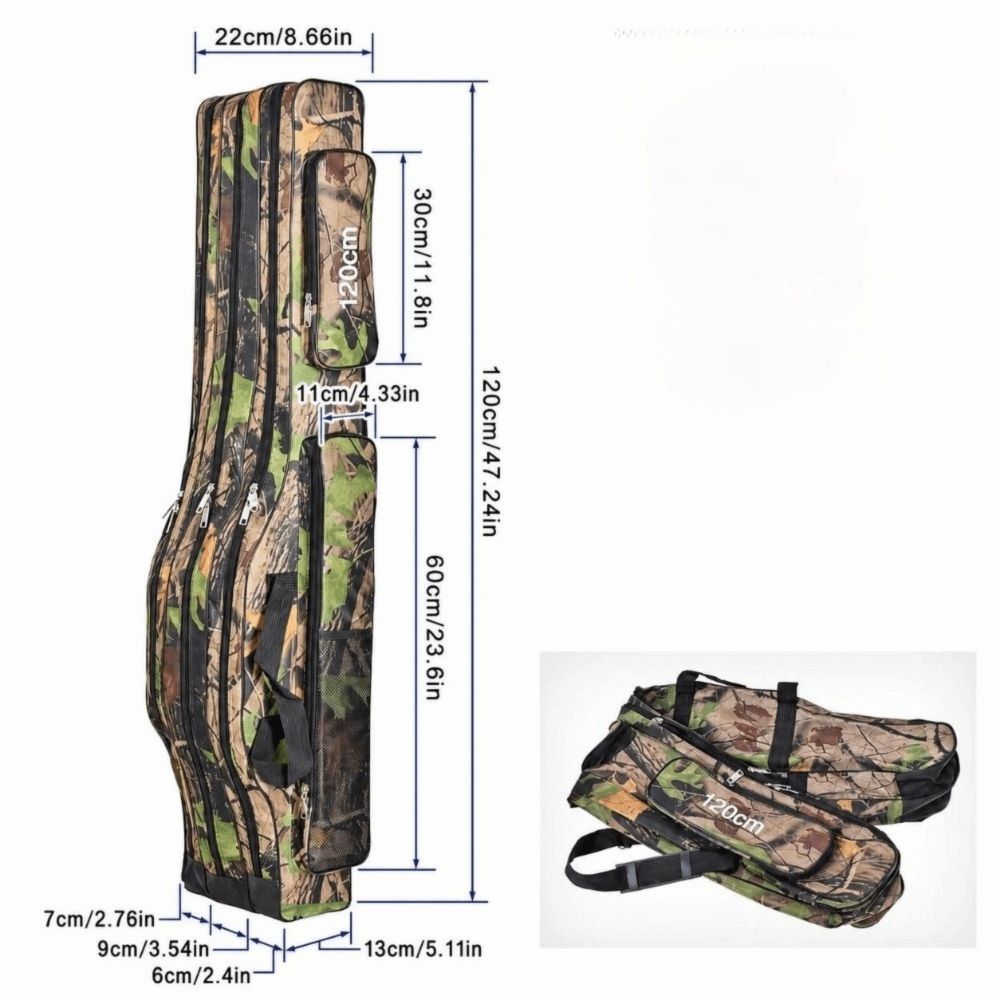 Oxford Fabric Fishing Rod Bag 3 Layers Fishing Reel Bag Durable Fishing Tackle Bag  Fishing Trip