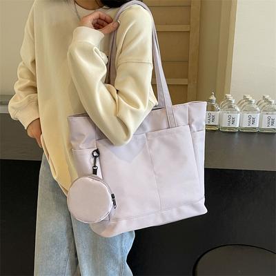 Zur Arbeit Tragetasche weibliche Studentin Unterricht Schultertasche große Kapazität Nylongewebe Handtasche einfarbig wasserdichte Stofftasche