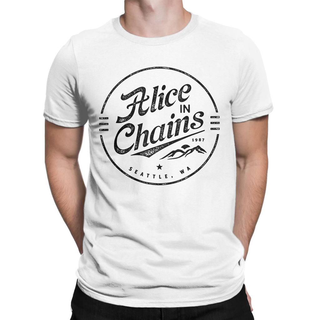Alice in Chains Bandlogotyp T-shirt Herr Bomull Roliga T-shirts Rundhals Heavy Metal Musik T-shirt Kortärmad Merch Plus Size