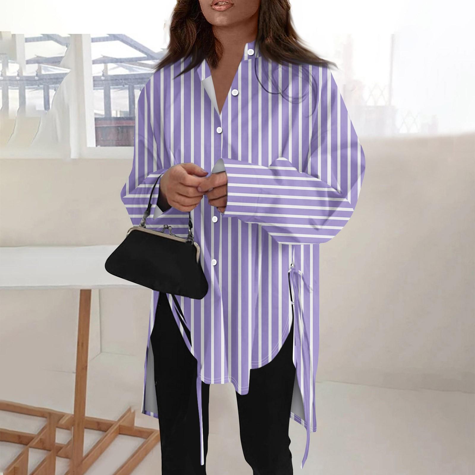 Модная повседневная однотонная рубашка с длинными рукавами и лацканами свободного типа — фото 8