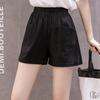 Damen-Shorts aus Baumwoll-Leinen-Mischgewebe mit weitem Bein: Trendige, lässige Bermudas für Frühling/Sommer – für Sport oder Zuhause.