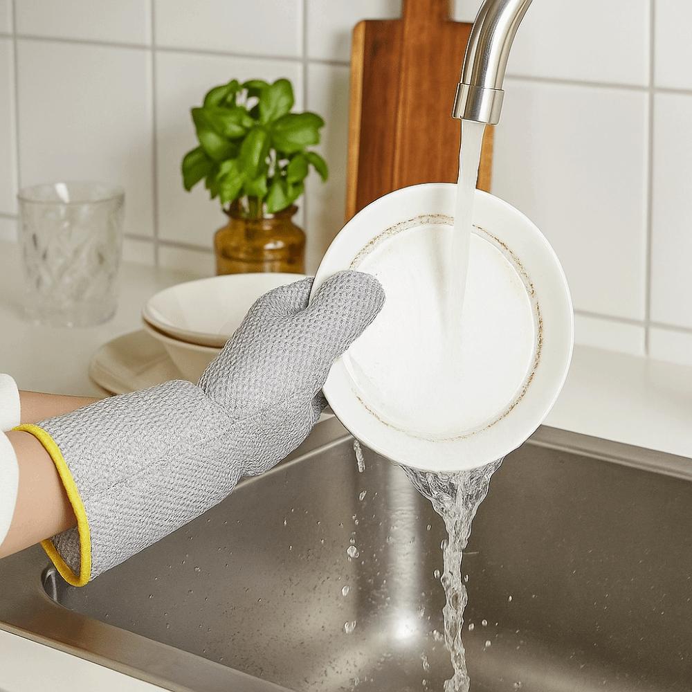6PCS Waterproof Steel Wire Gloves Extended Design Cleaning Gloves Housekeeping Gloves  Pot Cleaning