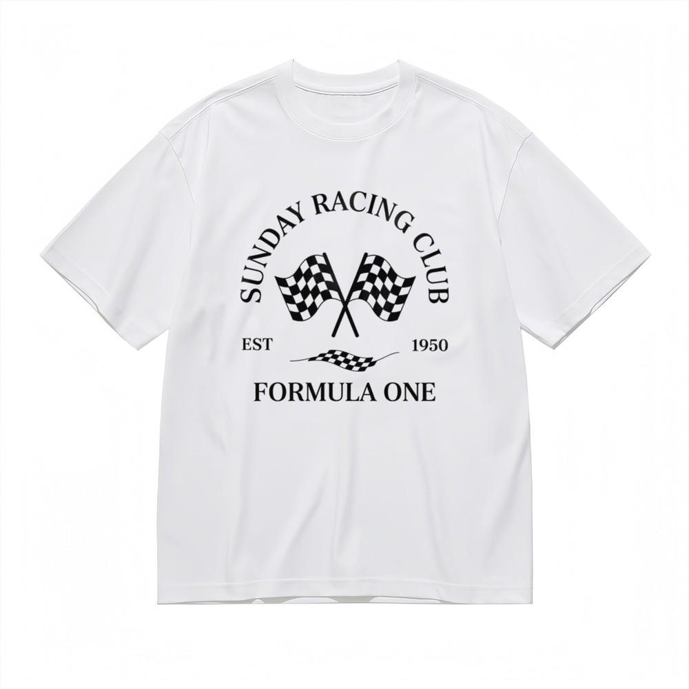 

Women s Fashion Soft Comfy Classic T-Shirt Racing Club Checkered Flag Tee 4XL